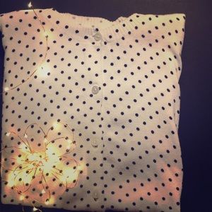 Polka-Dotted Quarter Inch Sleeve Cardigan